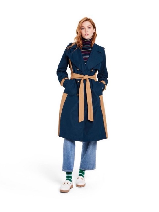 La Ligne Jackets & Blazers - LA LIGNE X TARGET Side Stripe  Navy and Tan Trench Coat - Classic Belted Coat XL